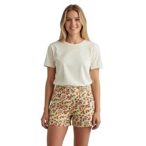 Vintage Floral 100%‎ Cotton High Waisted Shorts. Size 16. Vacation. Sun. Retro.